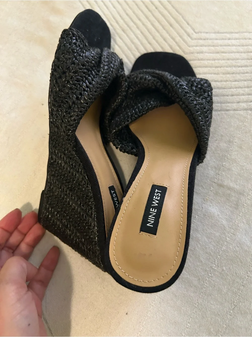 Nine West Raffia Nikhil Twist Wedge Sandals